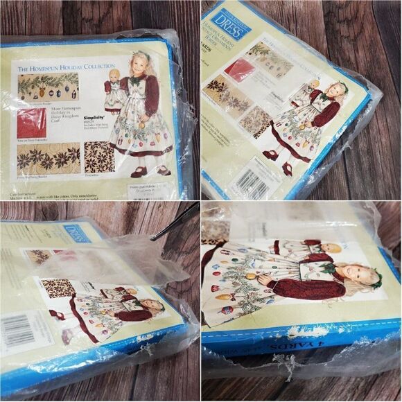 New Daisy Kingdom Dress Homespun Holiday Vintage Ornaments Border 4 Yards Cotton - Picture 11 of 12